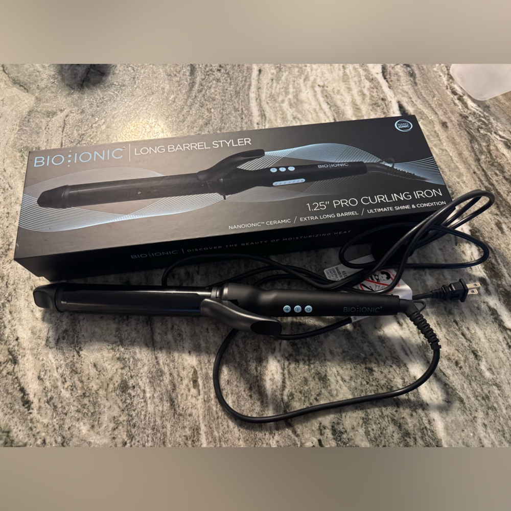 Bio Ionic Black Curling Iron 1.25in BRAND NEW